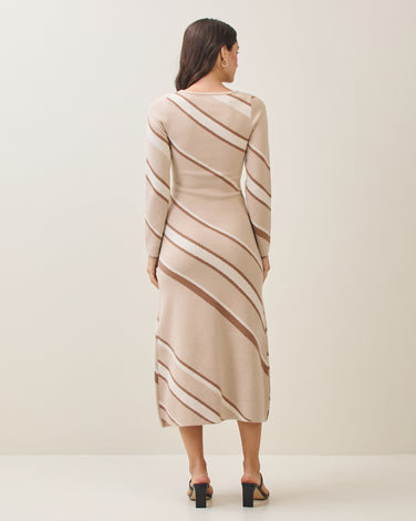 Diagonal striped maxi dress
