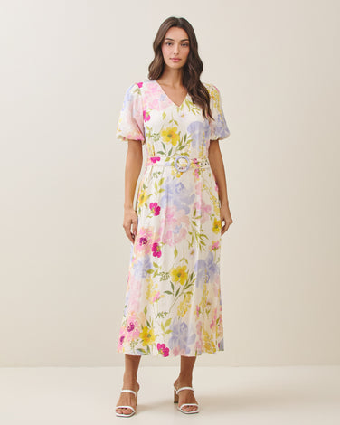 Floral belted maxi dress