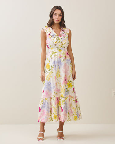 Floral ruffle maxi dress