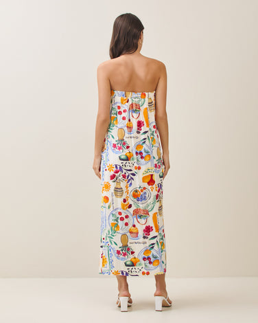 Picnic print tube maxi dress