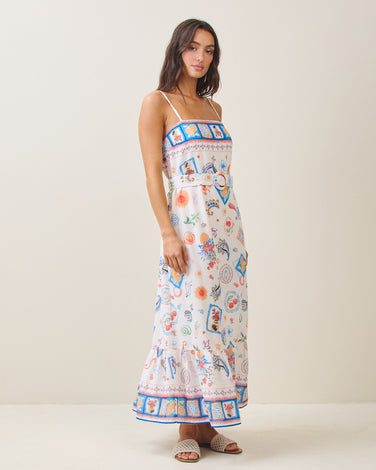 Spring table belted cami maxi dress