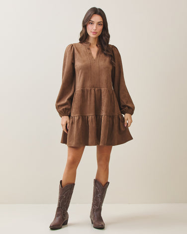 Vegan suede babydoll dress