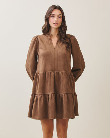 Vegan suede babydoll dress