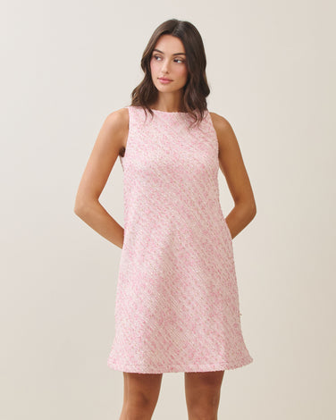 Pink tweed mini dress