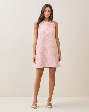 Pink tweed mini dress