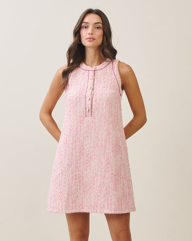 Pink tweed mini dress