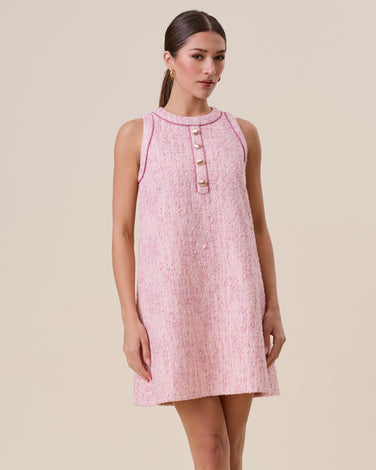 Pink tweed mini dress