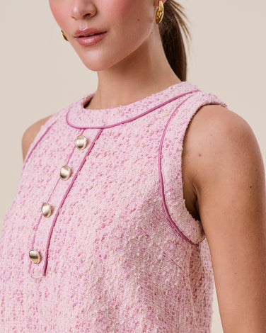 Pink tweed mini dress