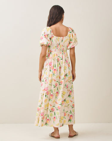 Fruit puff sleeve maxi dress