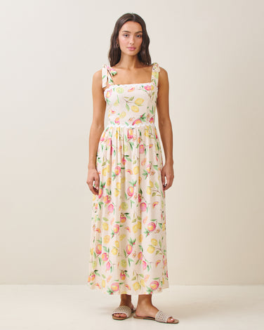 Fruit wavy trim maxi dress