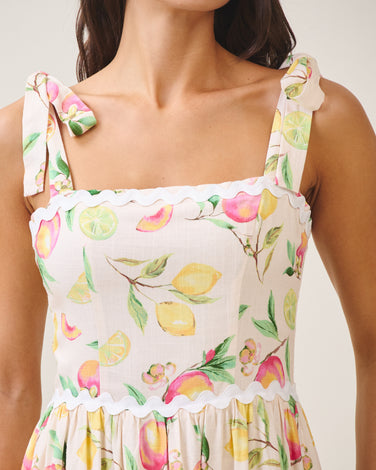 Fruit wavy trim maxi dress