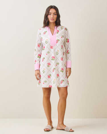 Colorblock floral printed mini dress