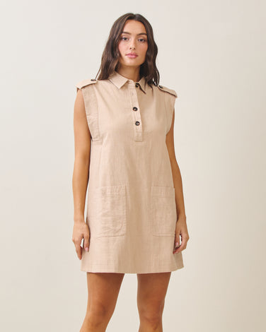 Sleeveless button mini dress