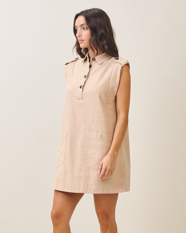 Sleeveless button mini dress