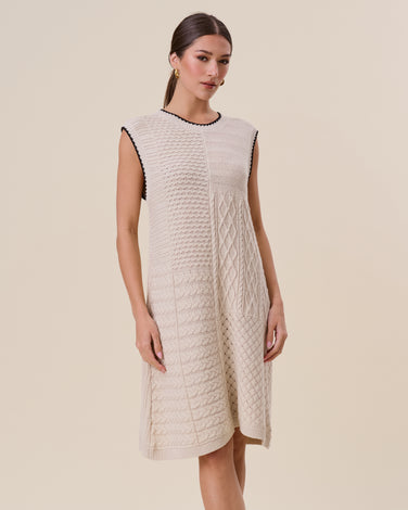 Whip stitched textured mini sweater dress