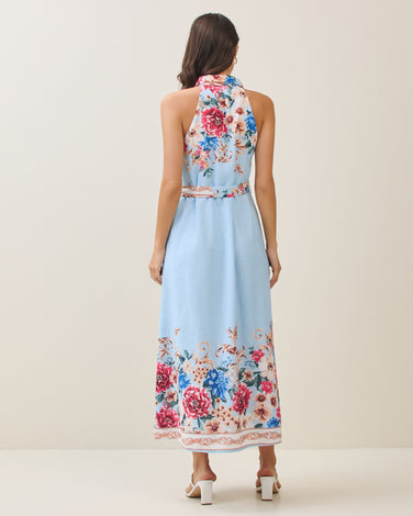 Floral button sleeveless maxi dress