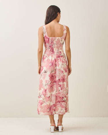Floral open back maxi dress