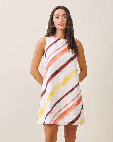Diagonal stripe shift dress