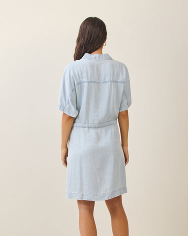 Washed denim mini dress