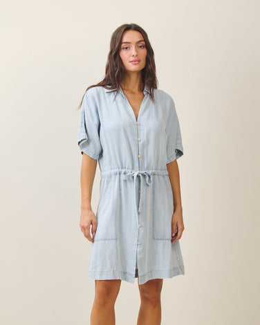 Washed denim mini dress