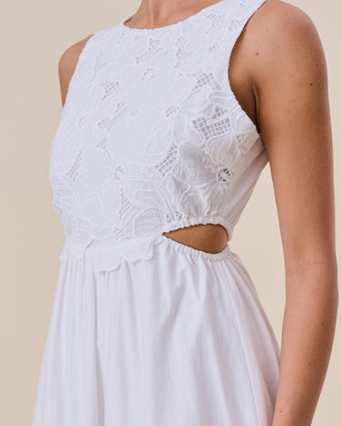 Floral embroidered sleeveless maxi dress