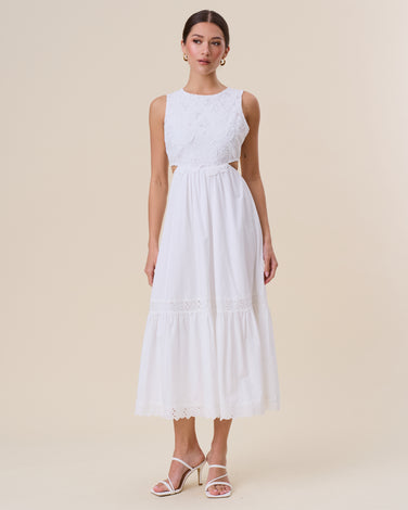 Floral embroidered sleeveless maxi dress