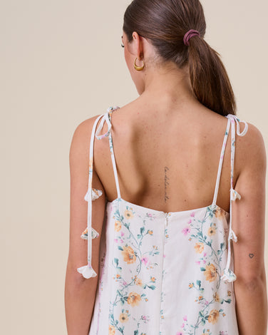 Floral tie shoulder maxi dress