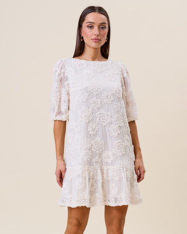 Floral textured mini dress