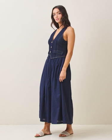 Denim vest long dress