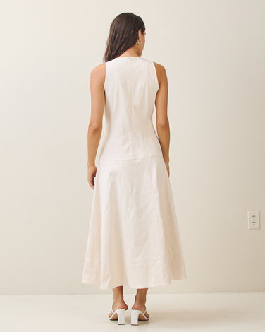 Stretch-cotton twill button midi dress