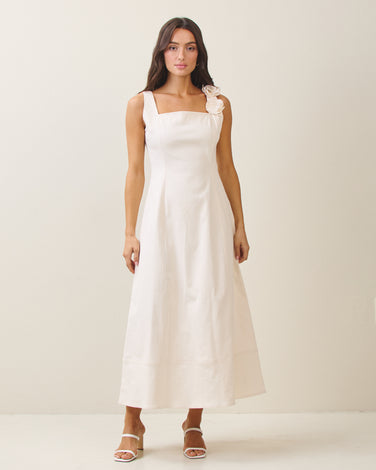 3d floral applique maxi dress