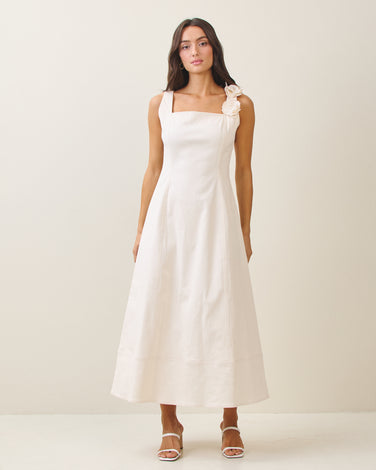 3d floral applique maxi dress