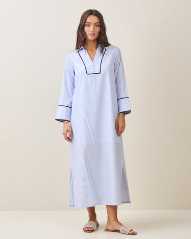 Contrast pin stripe cotton maxi dress