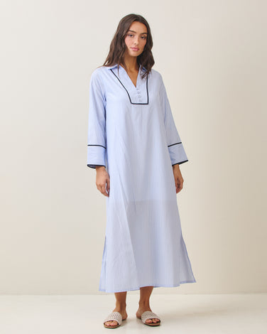 Contrast pin stripe cotton maxi dress