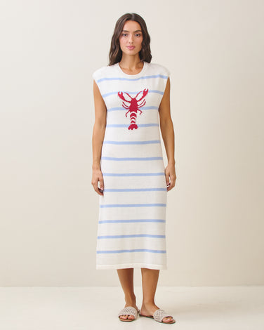 Striped lobster sweater midi dress