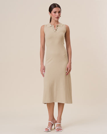 Sleeveless polo knit dress