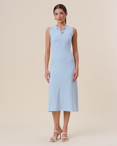 Sleeveless polo knit dress
