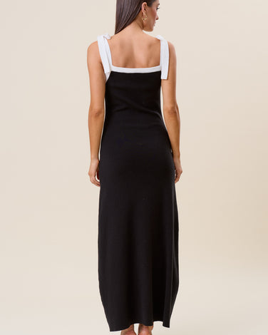 Contrast tie shoulder knit cami dress