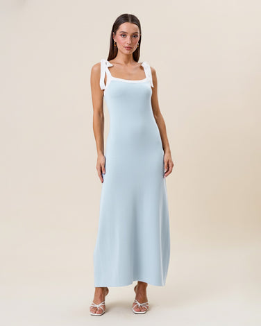 Contrast tie shoulder knit cami dress