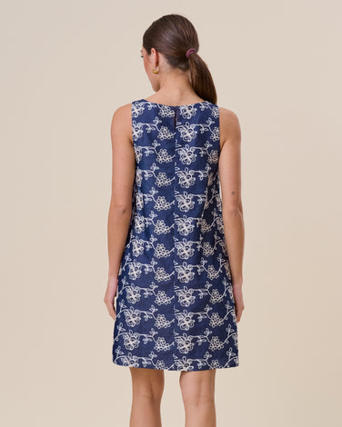 Embroidered mini shift dress