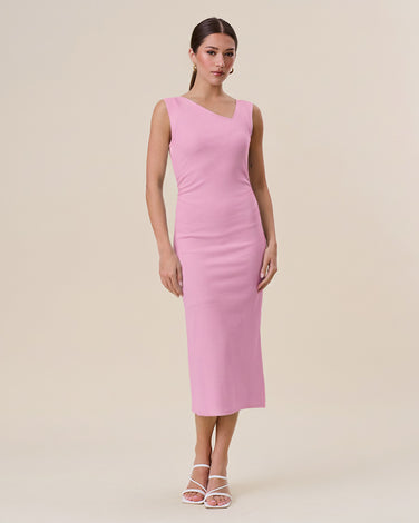 Asymmetrical ribbed maxi dress