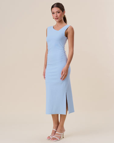Asymmetrical ribbed maxi dress
