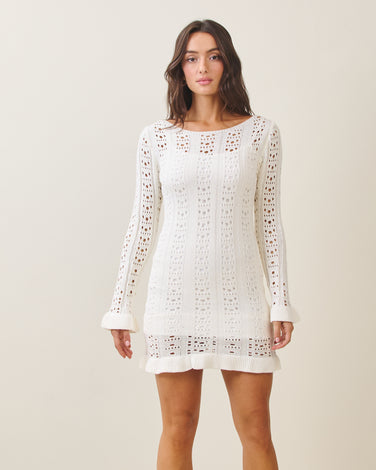 Pointelle-knit mini dress
