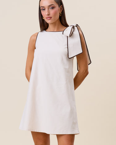 Tie shoulder sleeveless mini shift dress