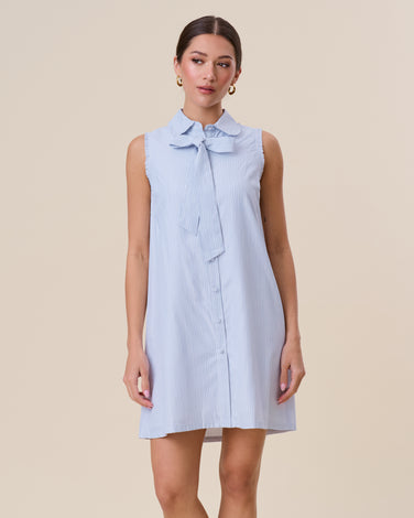 Sleeveless tie neck mini dress