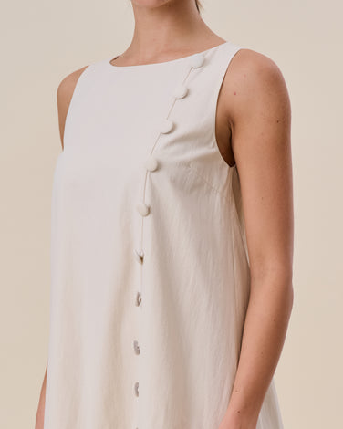 Button ruffle mini dress