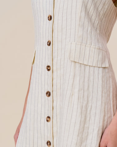 Striped button mini dress