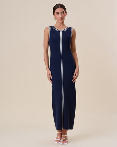 Contrast knit maxi dress