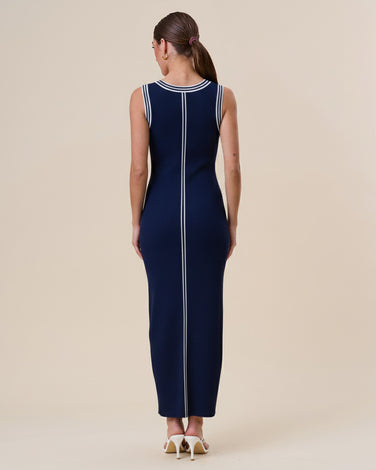 Contrast knit maxi dress