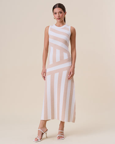 Striped knit maxi dress